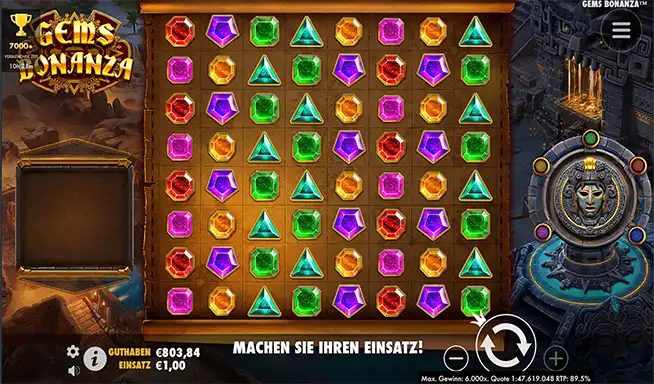 Sweet Bonanza Slot Interface mit Ante-Option und Multiplikator-Zahlen